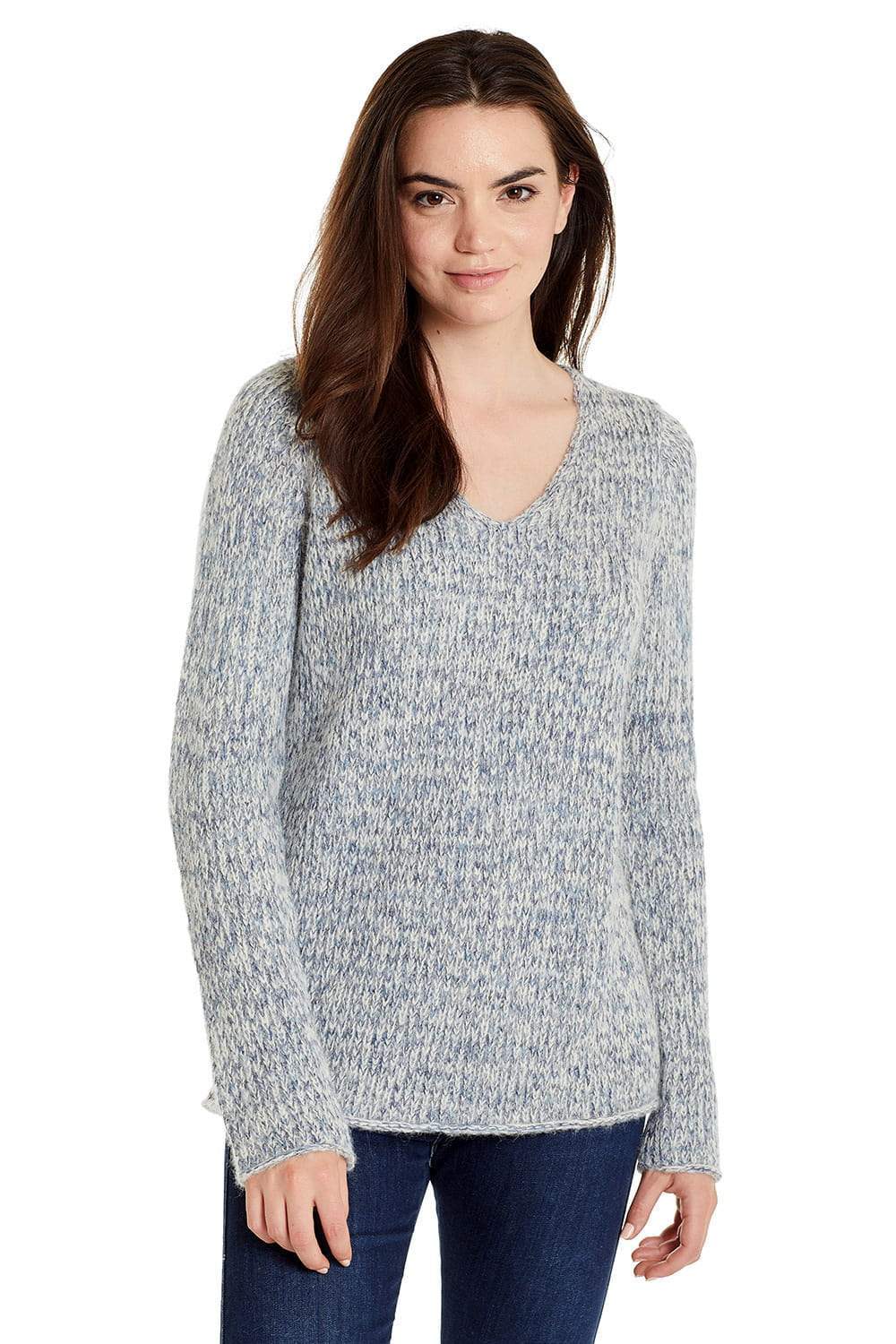 SELENE HAND-DYED BABY ALPACA SWEATER V-NECK PULLOVER FOR WOMEN